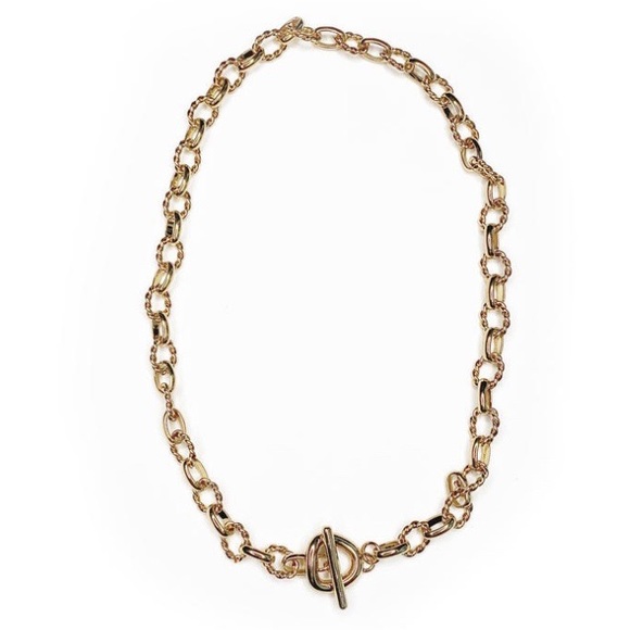 18K Gold Layered Chunky Punk Lock Choker Necklace - Picture 3 of 9
